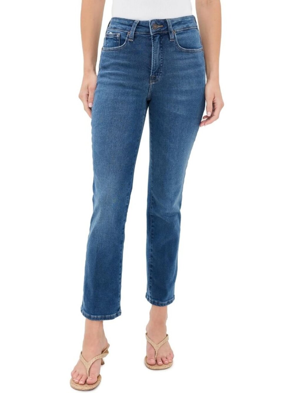 Stylish Women's Straight Leg Raw Hem Jeans - Trendy Casual Denim Pants